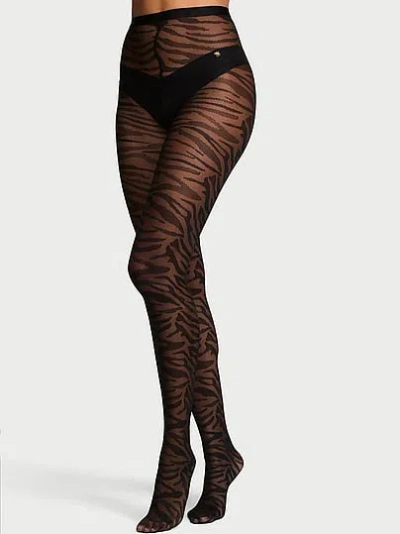 Victoria's Secret Sheer Tiger Tights In Black