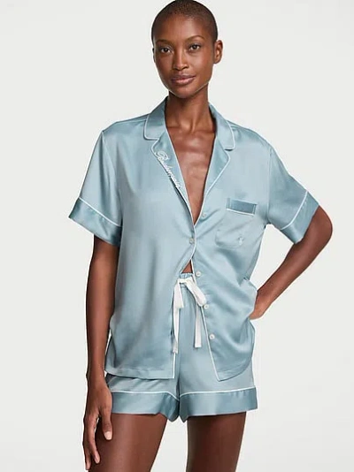 Victoria's Secret Signature Satin Bridesmaid Short Pajama Set In Grey
