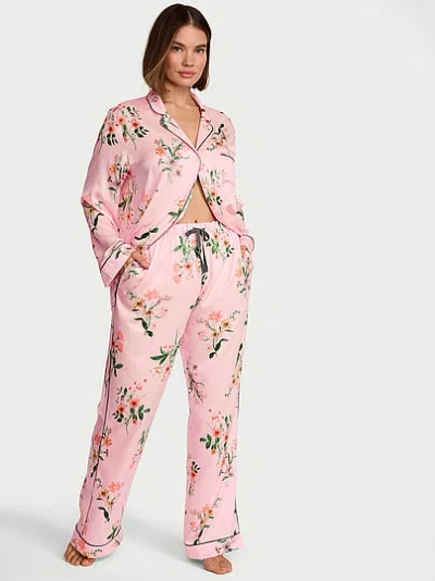 Victoria's Secret Signature Satin Long Pajama Set In Pattern