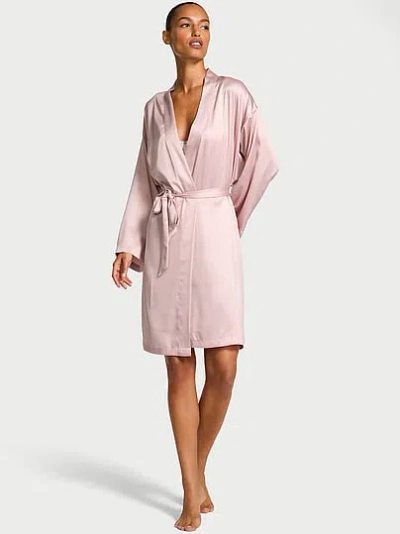 Victoria's Secret Signature Satin Midi Robe In Beige