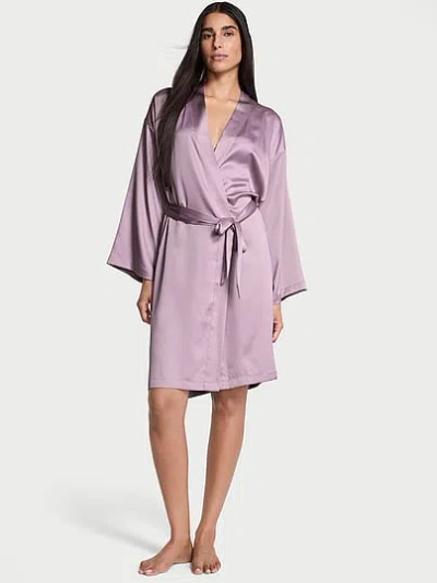 Victoria's Secret Signature Satin Midi Robe In Purple