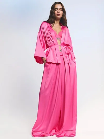Victoria's Secret Signature Satin Mini Robe In Pink