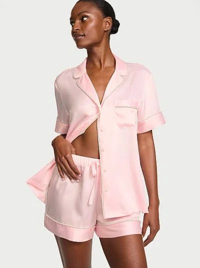 Victoria's Secret Signature Satin Shine Short Pajama Set In Pink