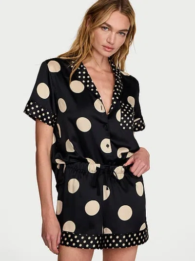 Victoria's Secret Signature Satin Short Pajama Set In Black