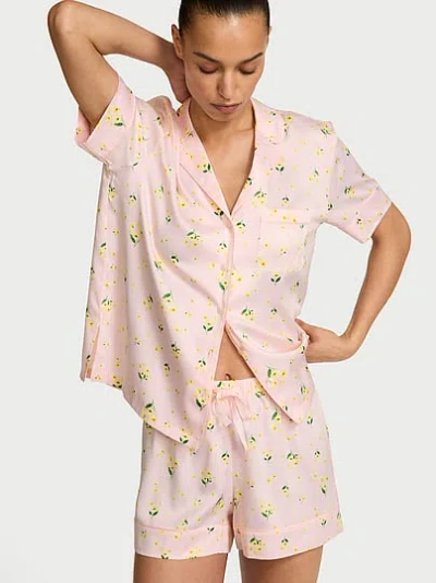 Victoria's Secret Signature Satin Short Pajama Set In Metallic