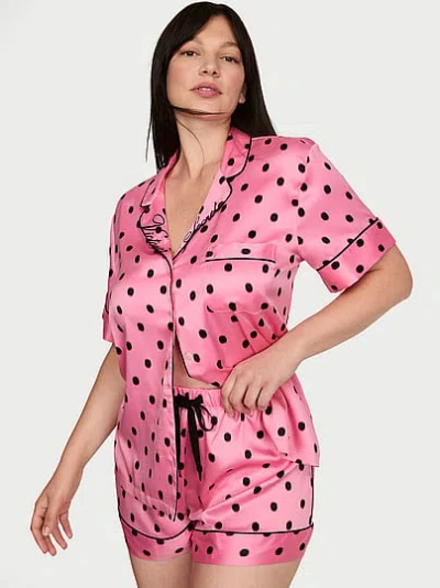 Victoria's Secret Signature Satin Short Pajama Set In Pink