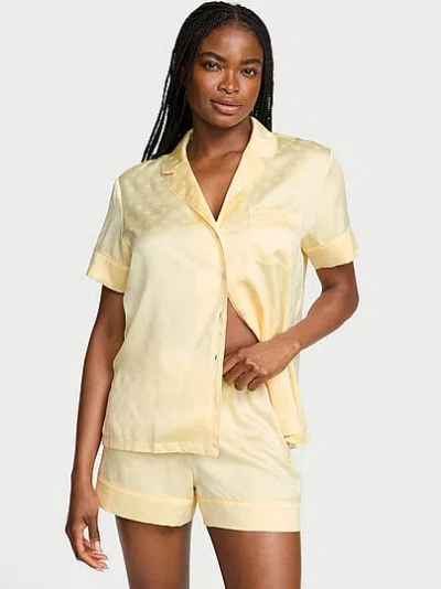 Victoria's Secret Signature Satin Short Pajama Set In Yellow