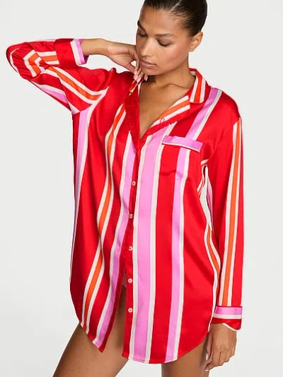 Victoria's Secret Signature Satin Sleepshirt In Red