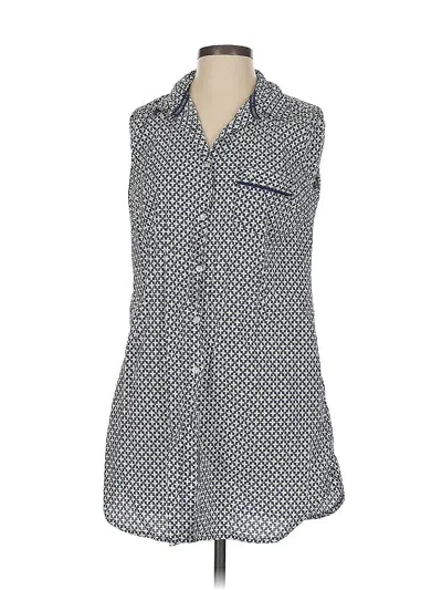 Pre-owned Victoria's Secret Sleeveless Button Down Shirt In Blue