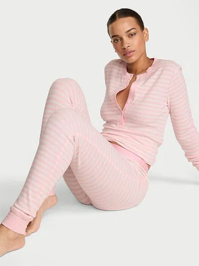 Victoria's Secret Soft Thermal Henley Long Pajama Set In Multi