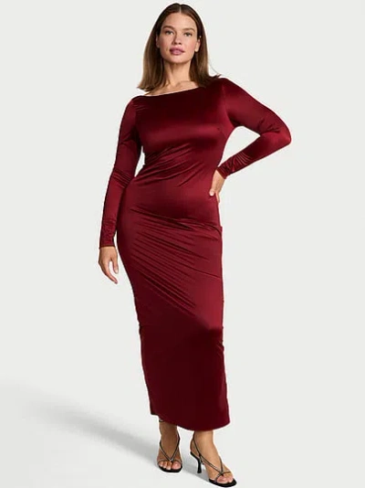 Victoria's Secret Sosleek™ Long-sleeve Low-back Maxi Dress In Red