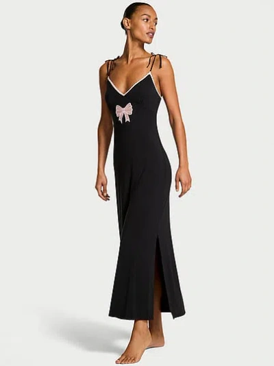 Victoria's Secret Sosoft™ Modal Bow Maxi Slip Dress In Black