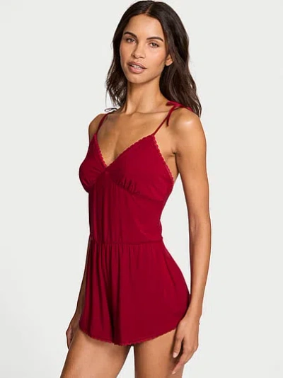 Victoria's Secret Sosoft™ Modal Bow Short Romper In Red