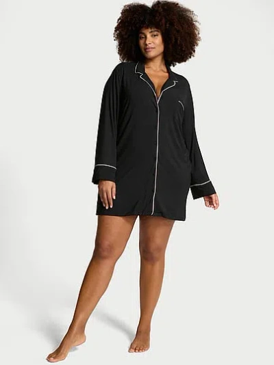Victoria's Secret Sosoft™ Modal Button-front Sleepshirt In Black