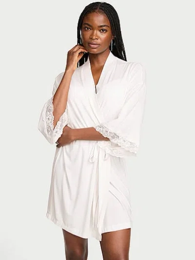 Victoria's Secret Sosoft™ Modal Lace-trim Bridal Short Robe In White
