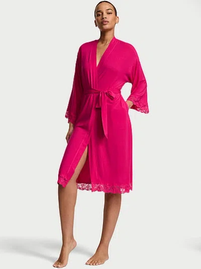 Victoria's Secret Sosoft™ Modal Lace-trim Robe In Pink