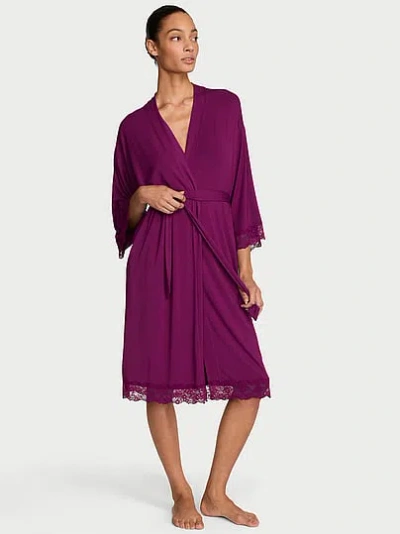 Victoria's Secret Sosoft™ Modal Lace-trim Robe In Purple