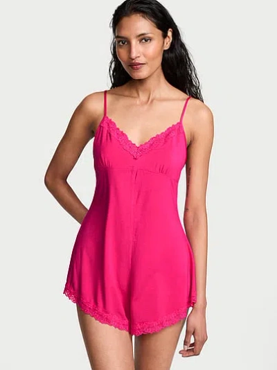 Victoria's Secret Sosoft™ Modal Lace-trim Romper In Multi