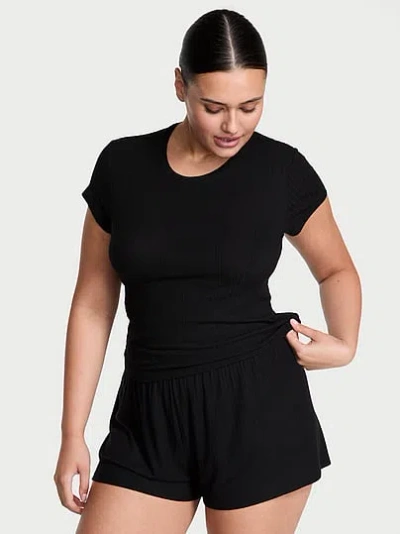 Victoria's Secret Sosoft™ Modal Wide-rib Fitted Tee In Black
