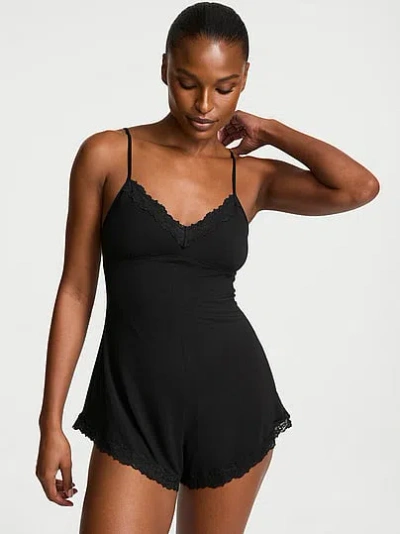Victoria's Secret Sosoftâ¢ Modal Lace-trim Romper In Black