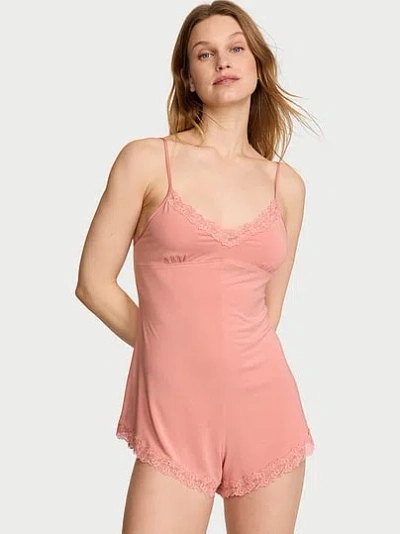 Victoria's Secret Sosoftâ¢ Modal Lace-trim Romper In Pink