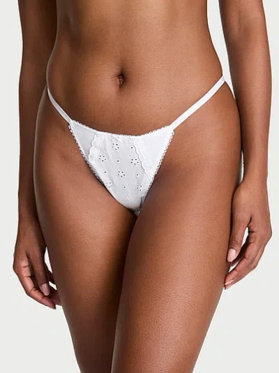 Victoria's Secret Stretch Cotton Eyelet V-string Panty In White