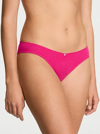 Victoria's Secret Stretch Cotton Heart Lace Bikini Panty In Pink