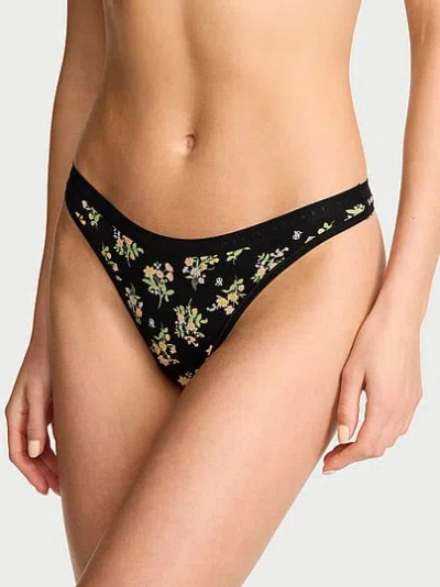 Victoria's Secret Stretch Cotton High-leg Scoop Thong Panty In Black