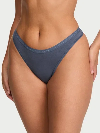 Victoria's Secret Stretch Cotton High-leg Scoop Thong Panty In Blue