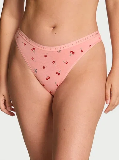 Victoria's Secret Stretch Cotton High-leg Scoop Thong Panty In Print