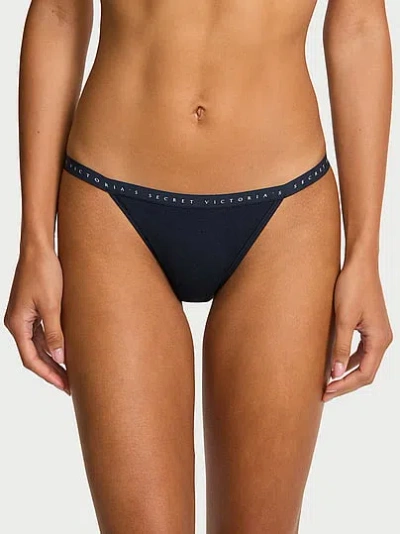 Victoria's Secret Stretch Cotton String Bikini Panty In Blue