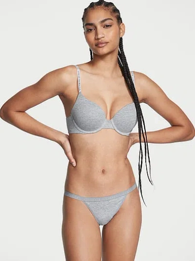 Victoria's Secret Stretch Cotton String Bikini Panty In Gray