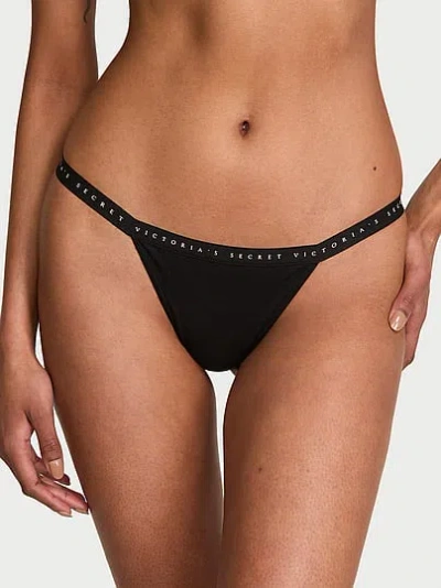 Victoria's Secret Stretch Cotton V-string Panty In Black