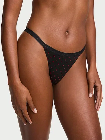 Victoria's Secret Stretch Cotton V-string Panty In Black