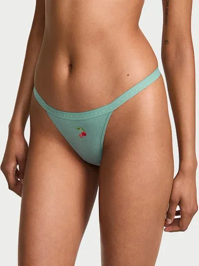 Victoria's Secret Stretch Cotton V-string Panty In Green