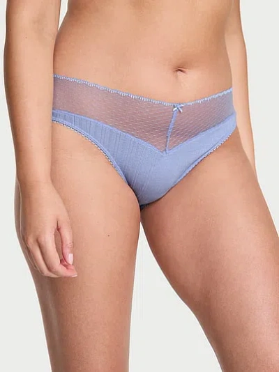 Victoria's Secret Stretch Pointelle High-leg Brief Panty In Blue