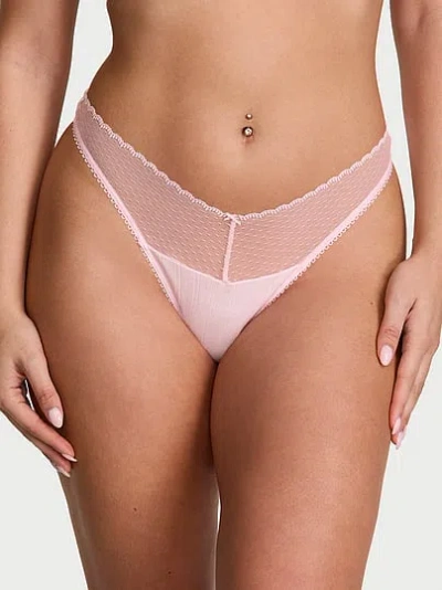 Victoria's Secret Stretch Pointelle High-leg Scoop Thong Panty In Pink