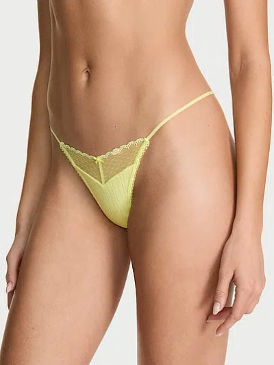 Victoria's Secret Stretch Pointelle V-string Panty In Yellow