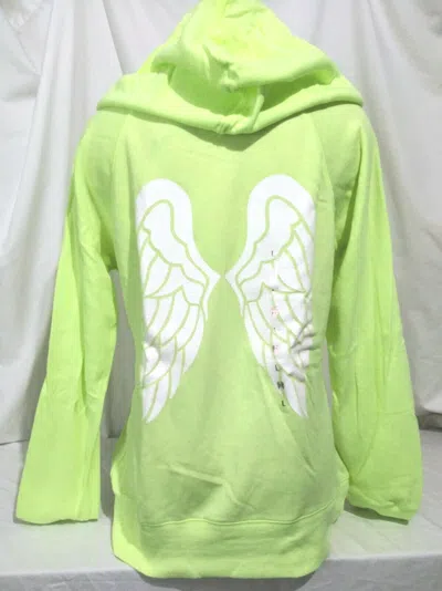 Pre-owned Victoria's Secret Victorias Secret Supermodel Neon Sequins Bling Angel Wings Hoodie M In Yellow