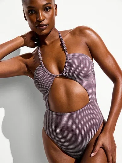 Victoria's Secret Swim Beach Beads Cut-out Cheeky One-piece Swimsuit In Purple