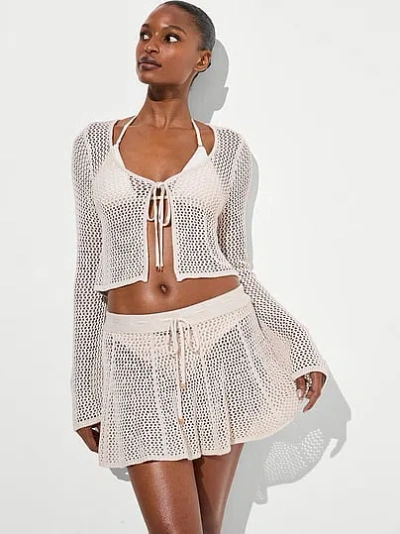 Victoria's Secret Swim Beachwear Crochet Flare Mini Skirt In White