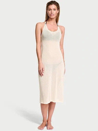 Victoria's Secret Swim Beachwear Diamante Knit Cover-up Midi Dress In Neutral