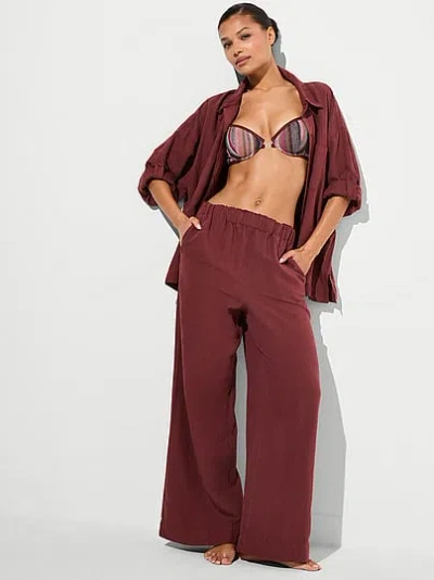 Victoria's Secret Swim Beachwear Linen Pants In Brown