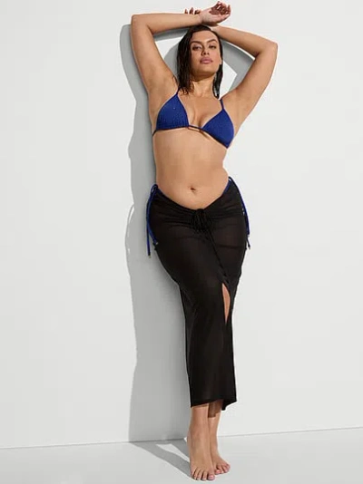 Victoria's Secret Swim Beachwear Mesh Cinched Maxi Skirt In Black