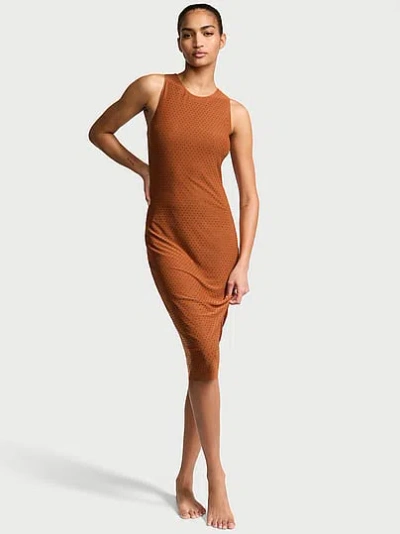 Victoria's Secret Swim Beachwear Mesh Diamanté Midi Dress In Brown