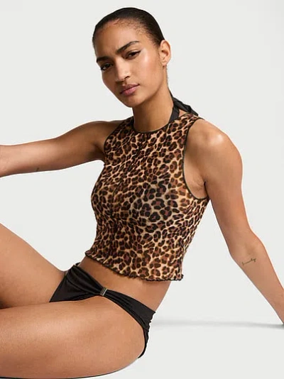 Victoria's Secret Swim Beachwear Mesh Tank Top In Animal Print