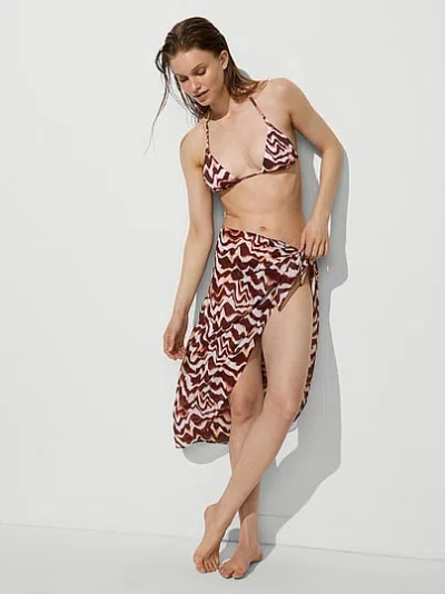 Victoria's Secret Swim Beachwear Sheer Crinkle Midi Sarong In Brown
