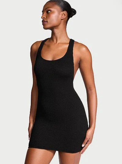 Victoria's Secret Swim Crinkle Racerback Tube Dress In Black