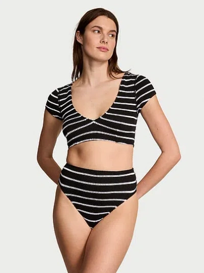 Victoria's Secret Swim Crinkle Short-sleeve Bikini Top In Multi