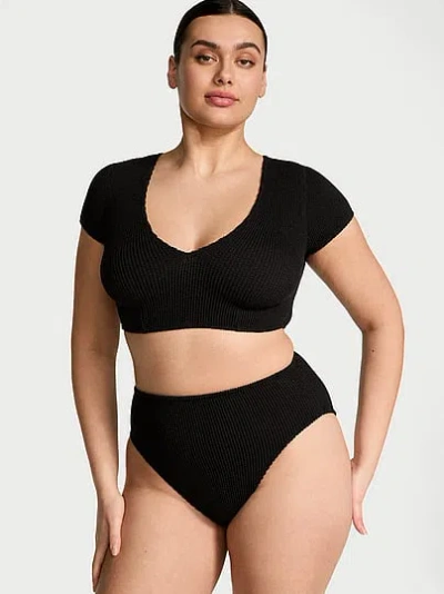 Victoria's Secret Swim Crinkle Short-sleeve Bikini Top In Multi